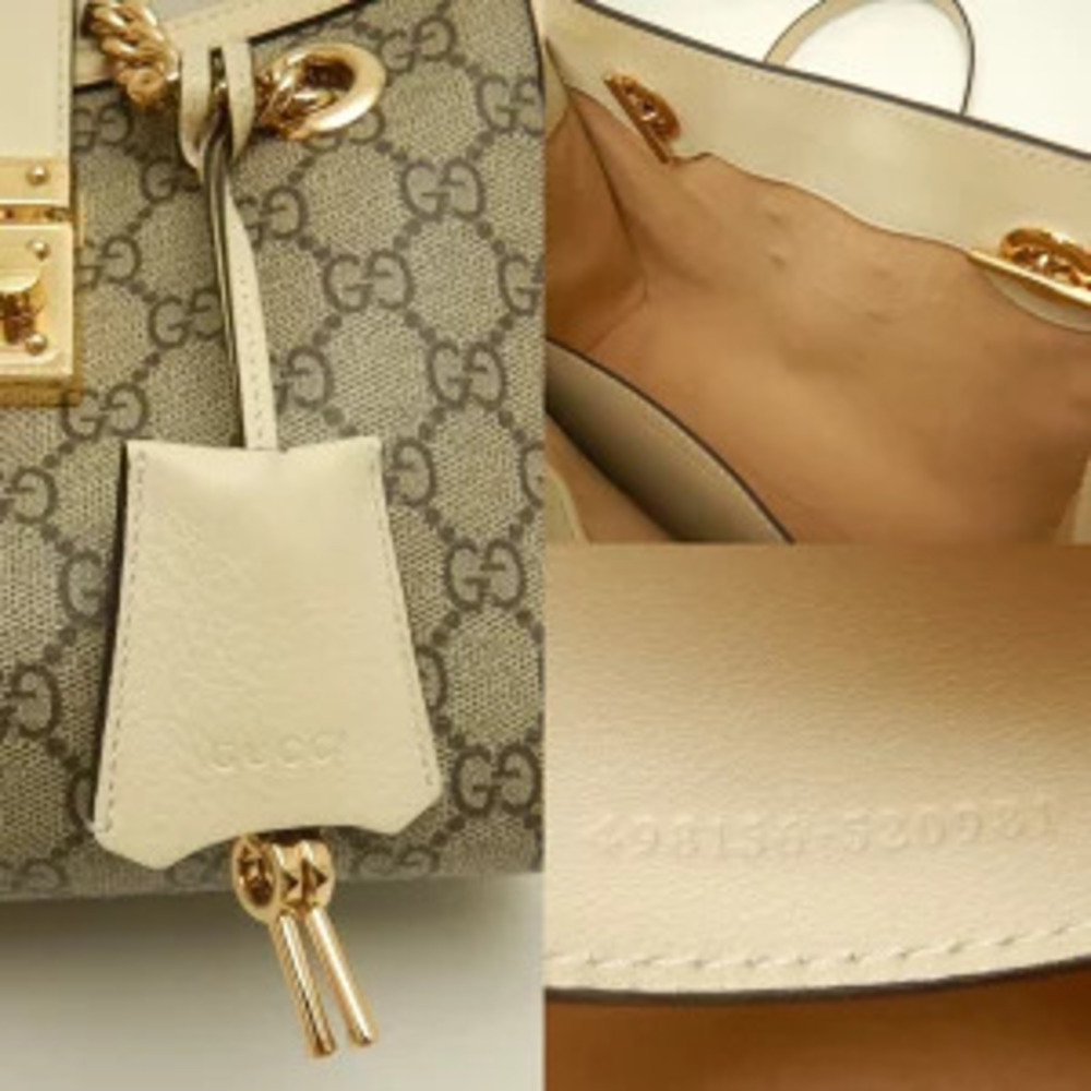 GUCCI Cruise Padlock Tote Bag GG Supreme Leather Beige Ivory White - Picture 8 of 9